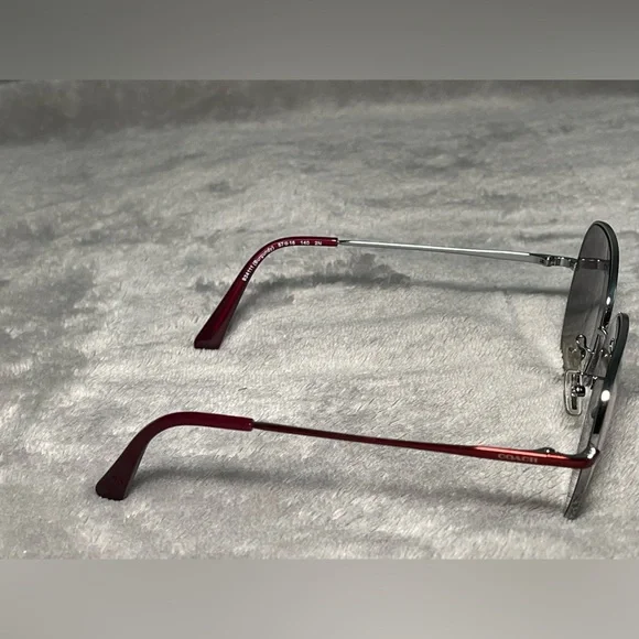 COACH Womens Round Sunglasses Burgundy Silver Gradient Metal Frame HC7108 934111 - Picture 7 of 13